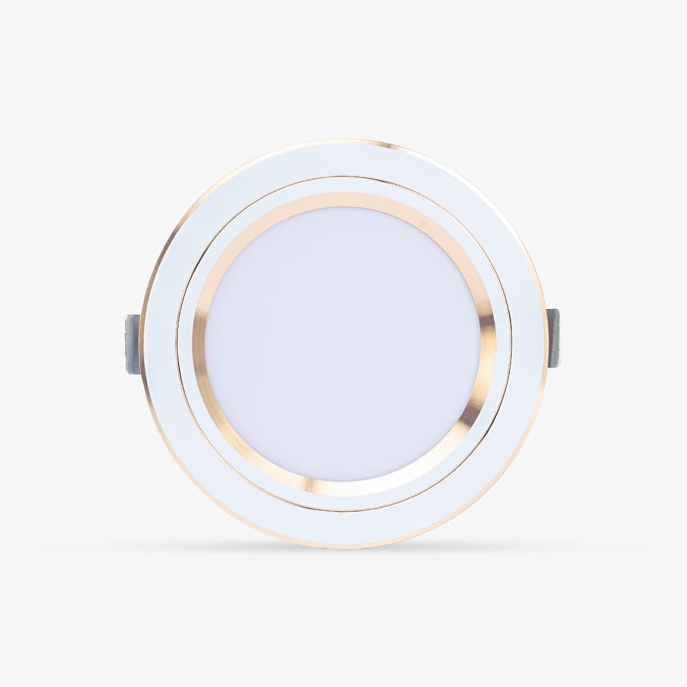 Đèn LED âm trần Downlight đổi màu AT20 viền vàng 110/10W