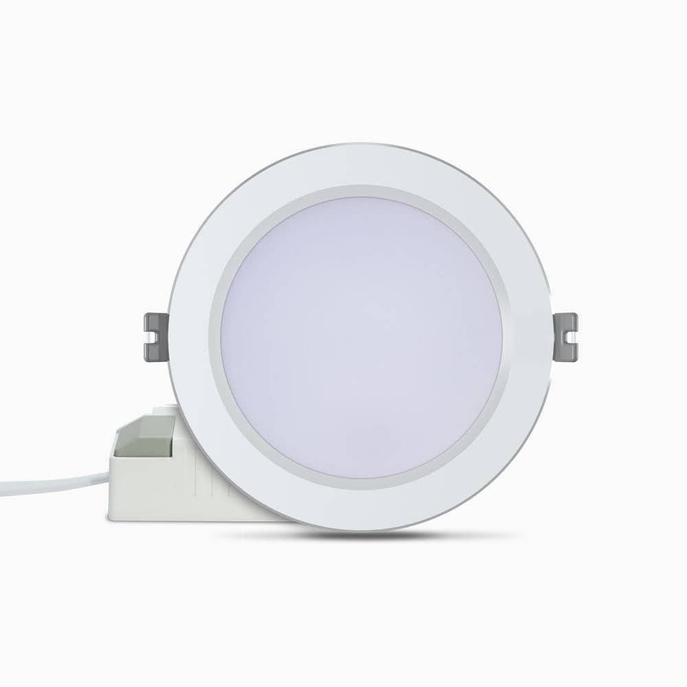 Đèn LED âm trần Downlight đổi màu AT56 viền bạc 110/10W
