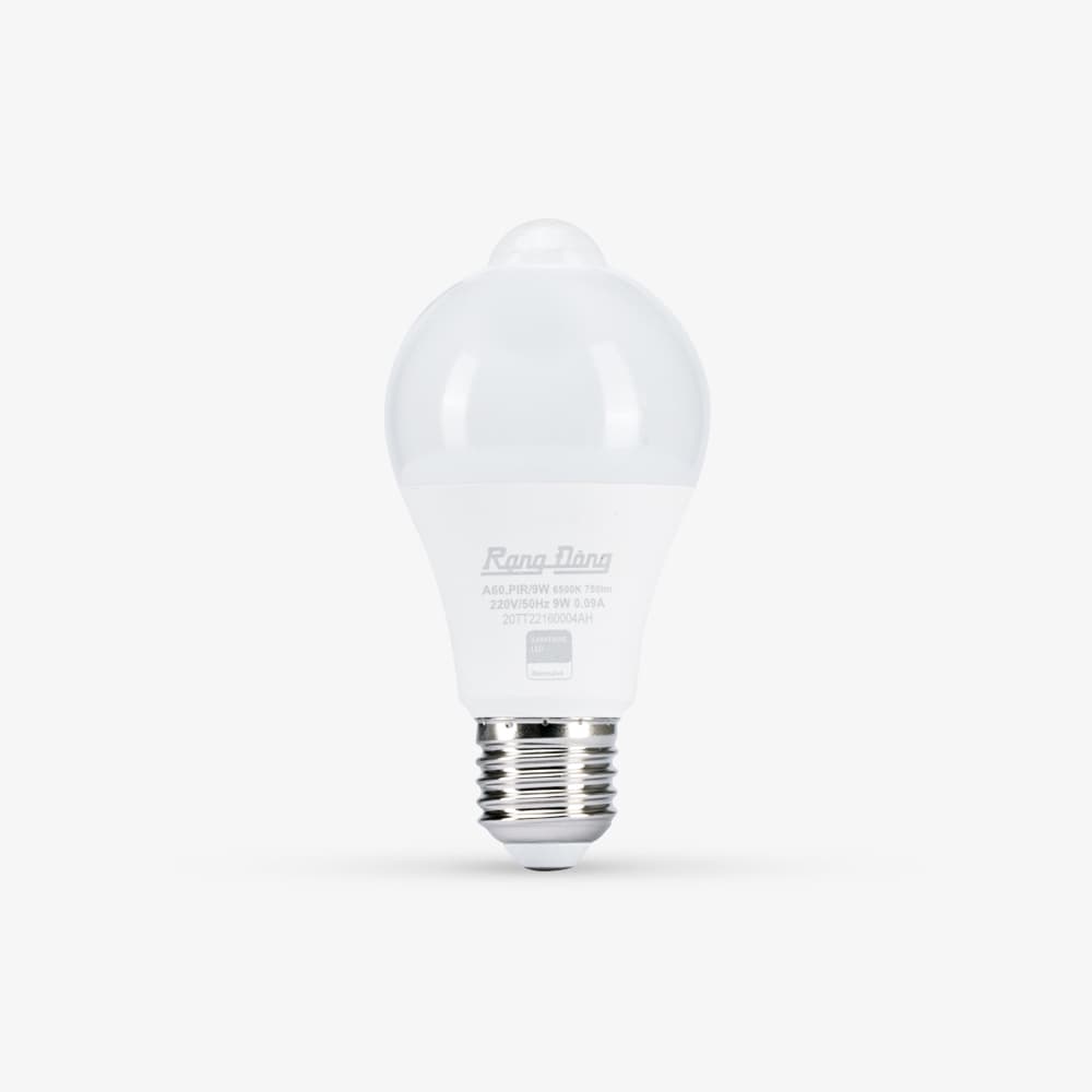 Bóng đèn LED bulb tròn cảm biến hồng ngoại A60 9W
